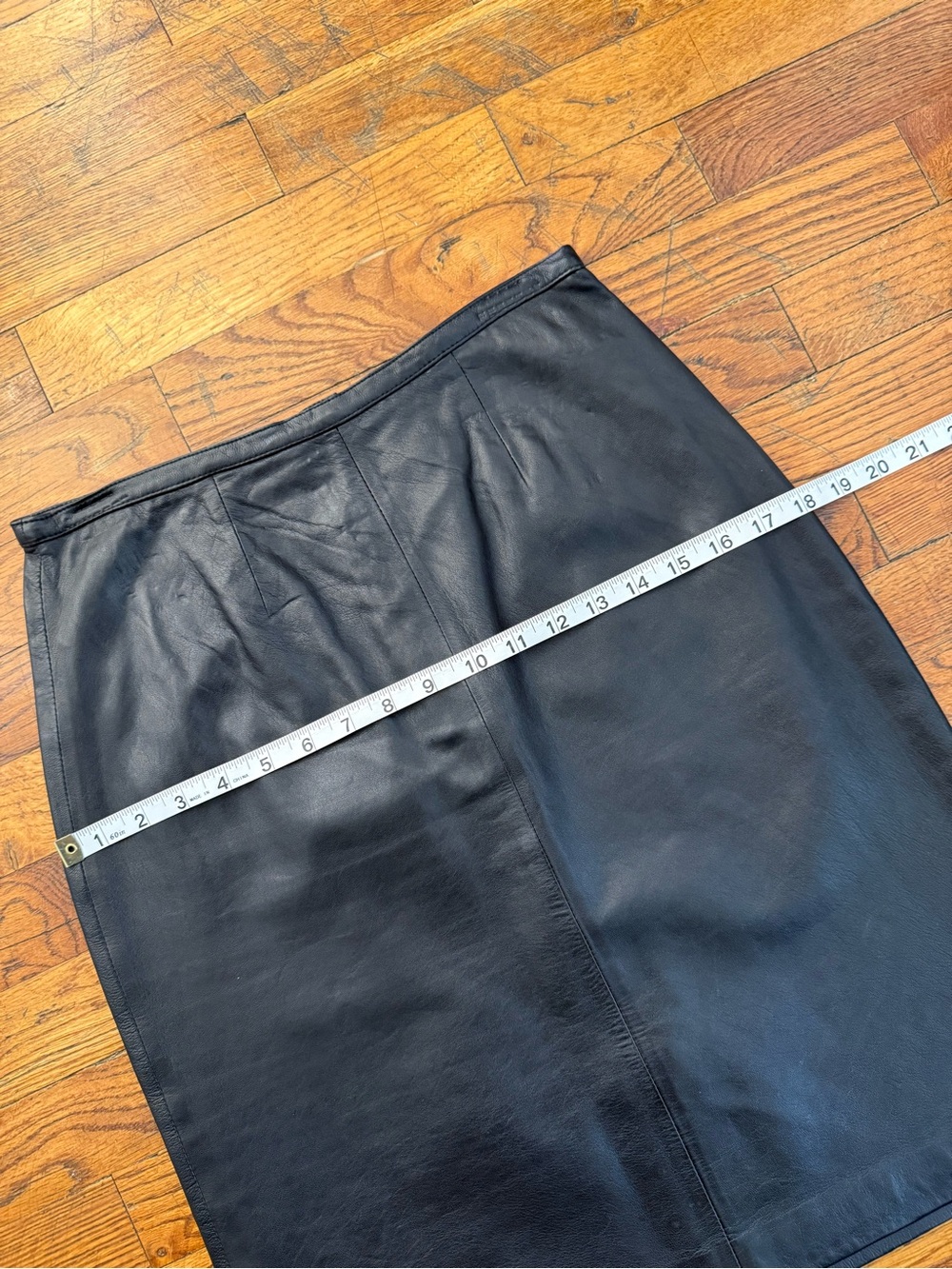 Vintage Mixit Genuine Leather Straight Pencil Skirt Black Y2K Minimalist Size 6 - Picture 8 of 16